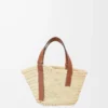 Small Basket bag in palm leaf and calfskin Natural/Tan Small Basket bag in palm leaf and calfskin Natural/Tan