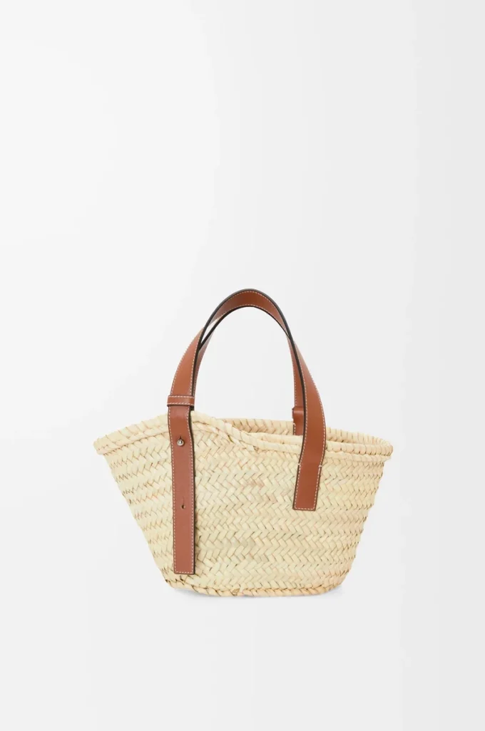 Small Basket bag in palm leaf and calfskin Natural/Tan Small Basket bag in palm leaf and calfskin Natural/Tan