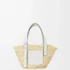 Small Basket bag in palm leaf and calfskin Natural/White Small Basket bag in palm leaf and calfskin Natural/White