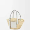 Small Basket bag in palm leaf and calfskin Natural/White Small Basket bag in palm leaf and calfskin Natural/White