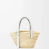 Small Basket bag in palm leaf and calfskin Natural/White Small Basket bag in palm leaf and calfskin Natural/White