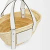Small Basket bag in palm leaf and calfskin Natural/White Small Basket bag in palm leaf and calfskin Natural/White