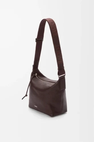 Small Cubi crossbody bag in supple grained calfskin Oxblood