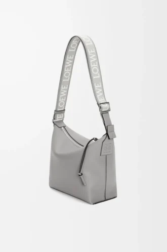 Small Cubi crossbody bag in supple smooth calfskin and jacquard Asphalt Grey