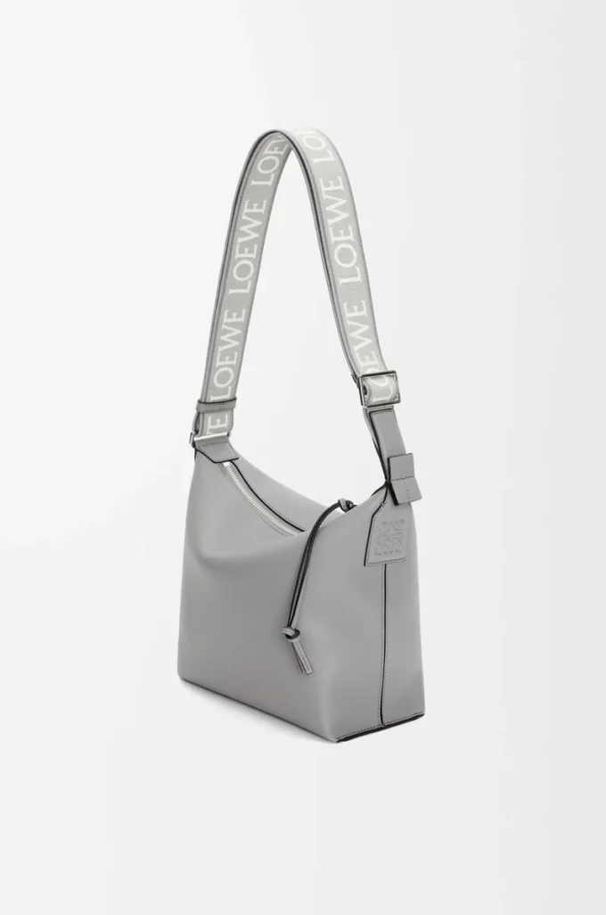 Small Cubi crossbody bag in supple smooth calfskin and jacquard Asphalt Grey Small Cubi crossbody bag in supple smooth calfskin and jacquard Asphalt Grey