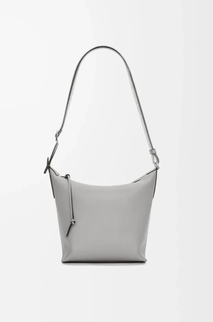 Small Cubi crossbody bag in supple smooth calfskin and jacquard Asphalt Grey Small Cubi crossbody bag in supple smooth calfskin and jacquard Asphalt Grey