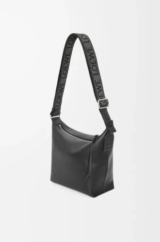 Small Cubi crossbody bag in supple smooth calfskin and jacquard Black