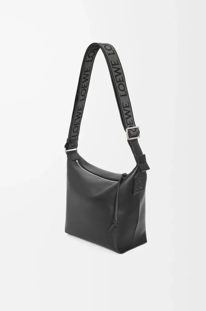 Small Cubi crossbody bag in supple smooth calfskin and jacquard Black Small Cubi crossbody bag in supple smooth calfskin and jacquard Black