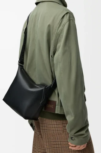 Small Cubi crossbody bag in supple smooth calfskin and jacquard Black