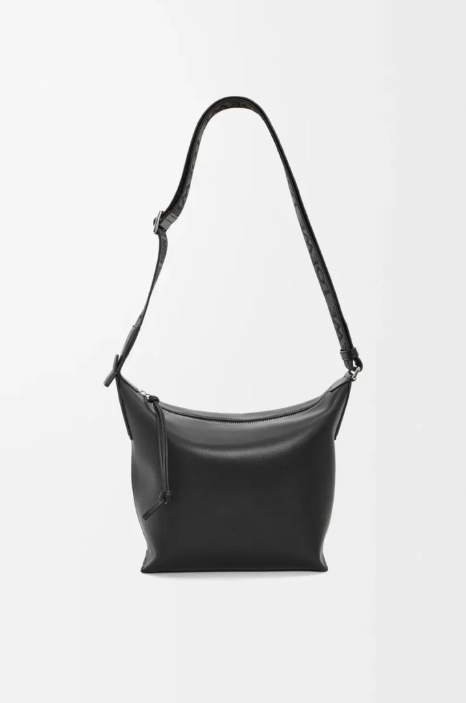 Small Cubi crossbody bag in supple smooth calfskin and jacquard Black Small Cubi crossbody bag in supple smooth calfskin and jacquard Black