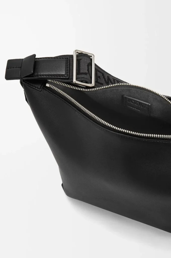 Small Cubi crossbody bag in supple smooth calfskin and jacquard Black Small Cubi crossbody bag in supple smooth calfskin and jacquard Black