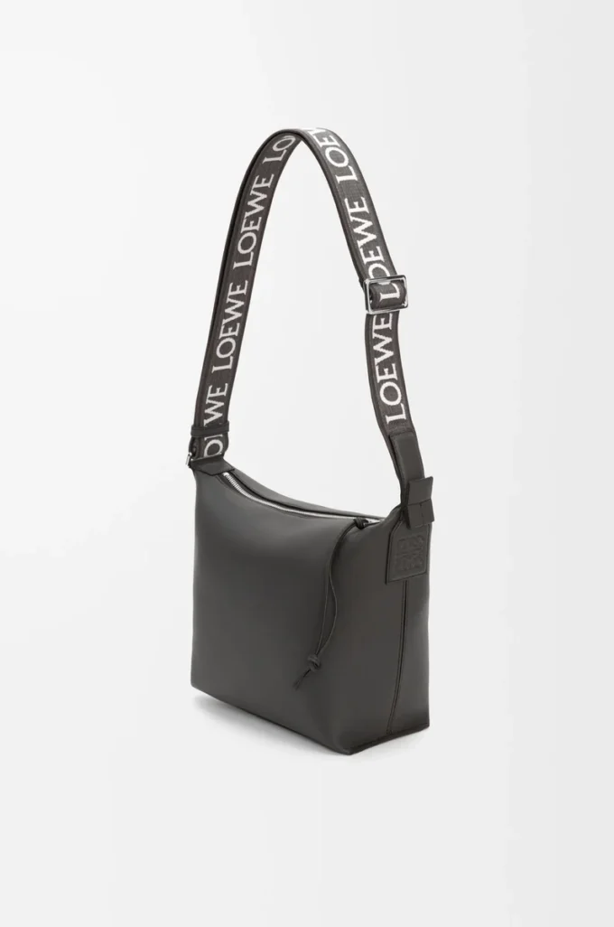 Small Cubi Crossbody bag in supple smooth calfskin and jacquard Dark Grey Small Cubi Crossbody bag in supple smooth calfskin and jacquard Dark Grey