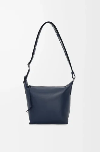 Small Cubi crossbody bag in supple smooth calfskin and jacquard Deep Navy