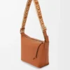 Small Cubi crossbody bag in supple smooth calfskin and jacquard Tan Small Cubi crossbody bag in supple smooth calfskin and jacquard Tan