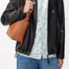 Small Cubi crossbody bag in supple smooth calfskin and jacquard Tan Small Cubi crossbody bag in supple smooth calfskin and jacquard Tan
