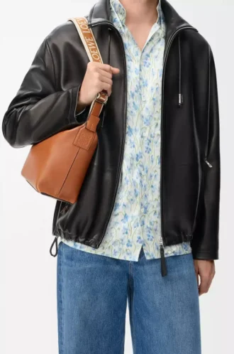 Small Cubi crossbody bag in supple smooth calfskin and jacquard Tan