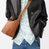 Small Cubi crossbody bag in supple smooth calfskin and jacquard Tan Small Cubi crossbody bag in supple smooth calfskin and jacquard Tan