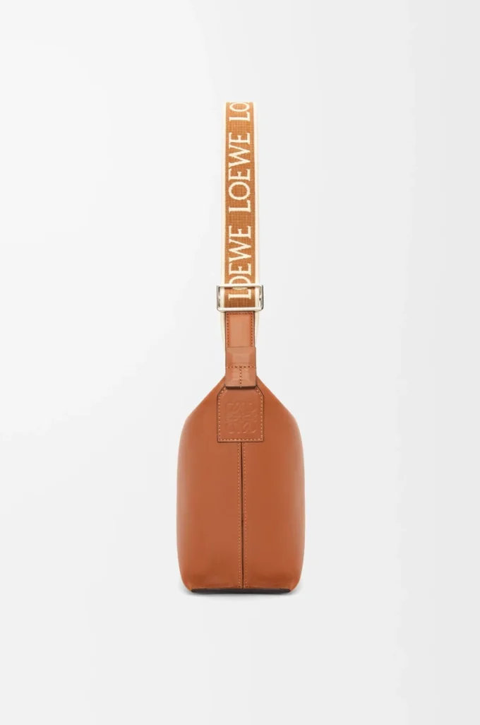 Small Cubi crossbody bag in supple smooth calfskin and jacquard Tan Small Cubi crossbody bag in supple smooth calfskin and jacquard Tan