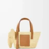 Small Elephant basket in raffia and calfskin Natural/Tan Small Elephant basket in raffia and calfskin Natural/Tan