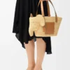 Small Elephant basket in raffia and calfskin Natural/Tan Small Elephant basket in raffia and calfskin Natural/Tan