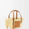 Small Elephant basket in raffia and calfskin Natural/Tan Small Elephant basket in raffia and calfskin Natural/Tan
