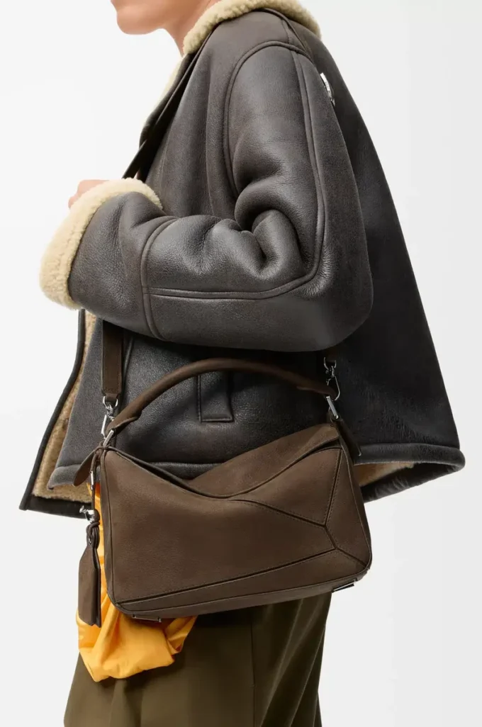 Small Featherlight Puzzle bag in grained nubuck Tundra Small Featherlight Puzzle bag in grained nubuck Tundra