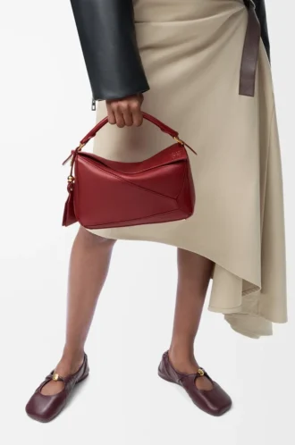 Small Featherlight Puzzle bag in nappa lambskin Burnt Red