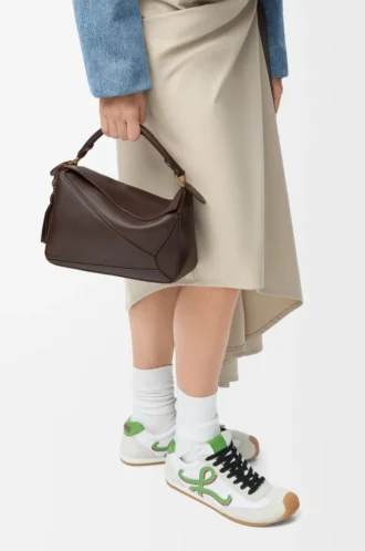 Small Featherlight Puzzle bag in nappa lambskin Dark Chestnut