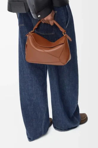 Small Featherlight Puzzle bag in nappa lambskin Pecan