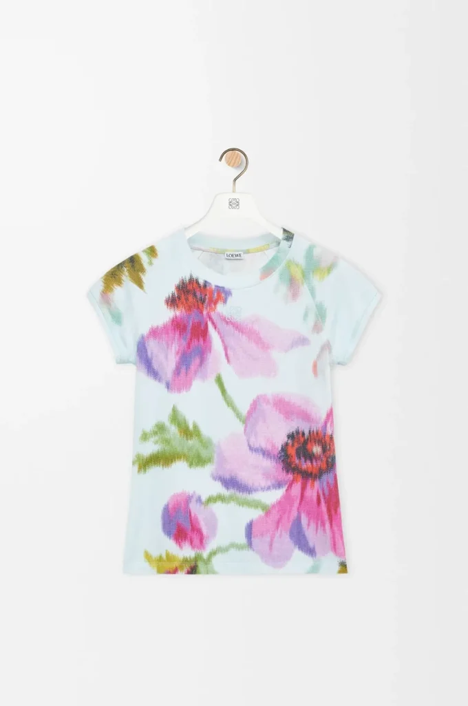 Small fit t-shirt in cotton blend Light Blue/Multicolor Small fit t-shirt in cotton blend Light Blue/Multicolor