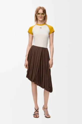 Small fit T-shirt in cotton blend Mustard/Bronze