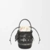 Small Fringe Bucket bag in calfskin Black Small Fringe Bucket bag in calfskin Black