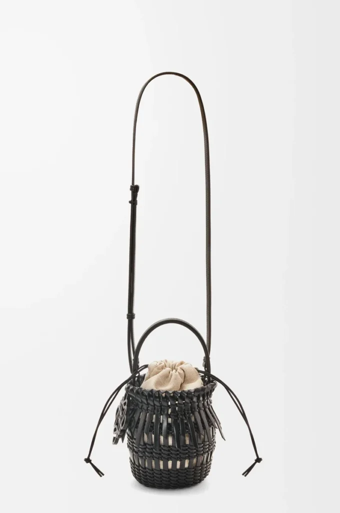 Small Fringe Bucket bag in calfskin Black Small Fringe Bucket bag in calfskin Black