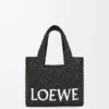 Small LOEWE Font tote in raffia Black Small LOEWE Font tote in raffia Black