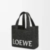 Small LOEWE Font tote in raffia Black Small LOEWE Font tote in raffia Black