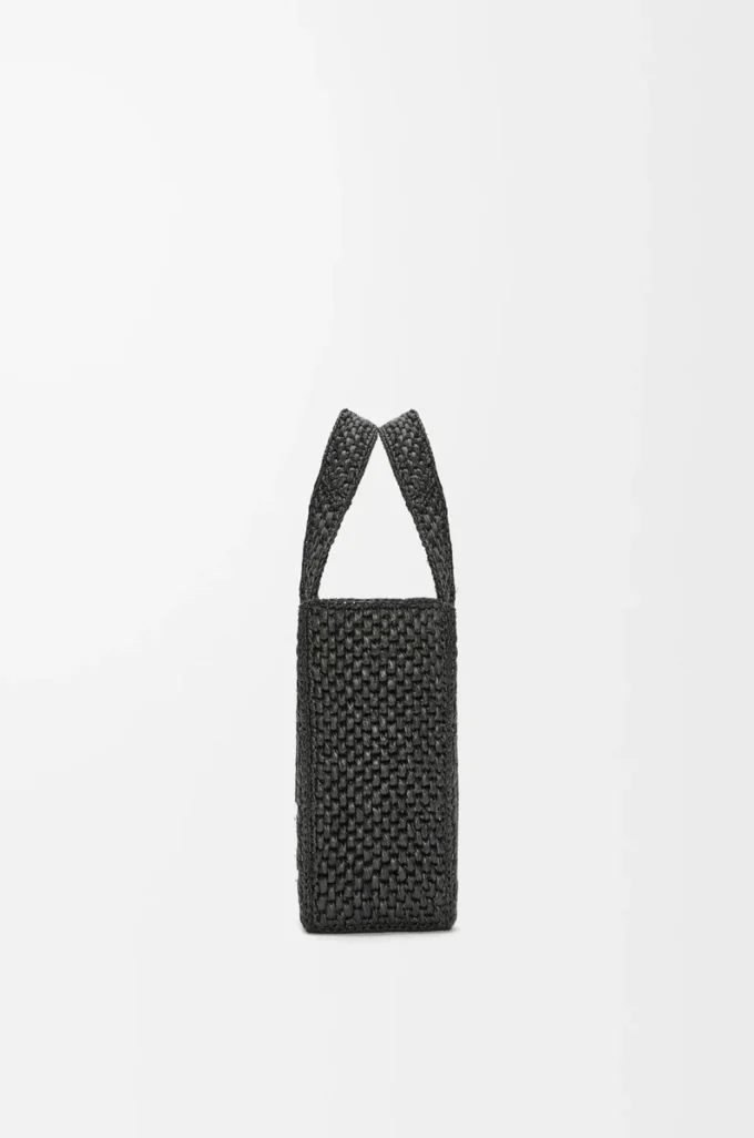 Small LOEWE Font tote in raffia Black Small LOEWE Font tote in raffia Black