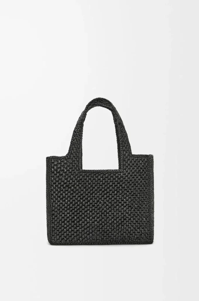Small LOEWE Font tote in raffia Black Small LOEWE Font tote in raffia Black