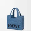 Small LOEWE Font tote in raffia Light Blue Small LOEWE Font tote in raffia Light Blue