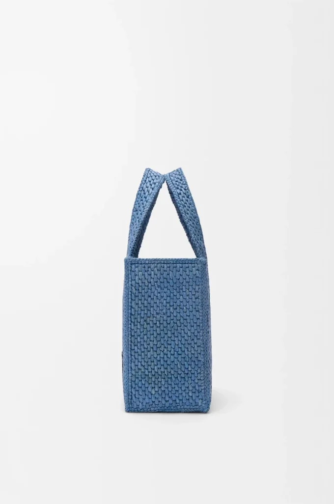 Small LOEWE Font tote in raffia Light Blue Small LOEWE Font tote in raffia Light Blue