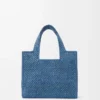 Small LOEWE Font tote in raffia Light Blue Small LOEWE Font tote in raffia Light Blue