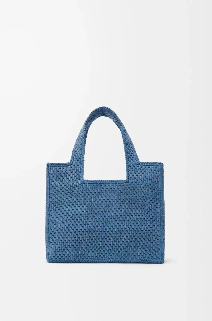 Small LOEWE Font tote in raffia Light Blue Small LOEWE Font tote in raffia Light Blue