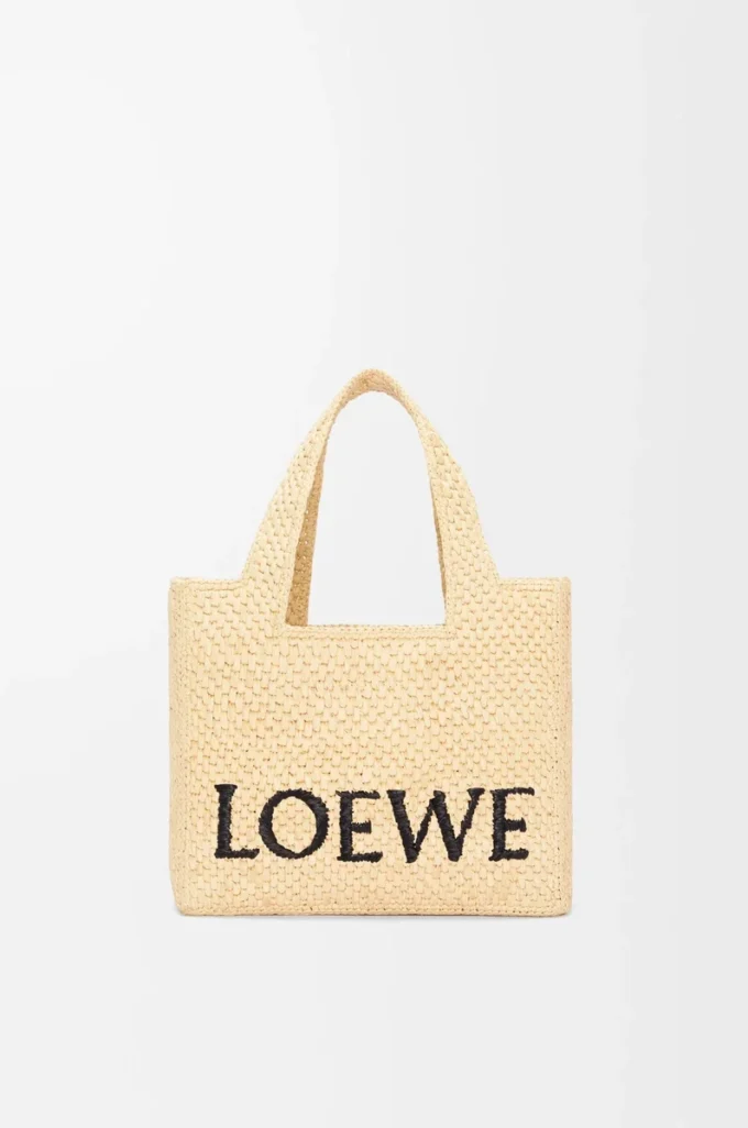 Small LOEWE Font tote in raffia Natural Small LOEWE Font tote in raffia Natural