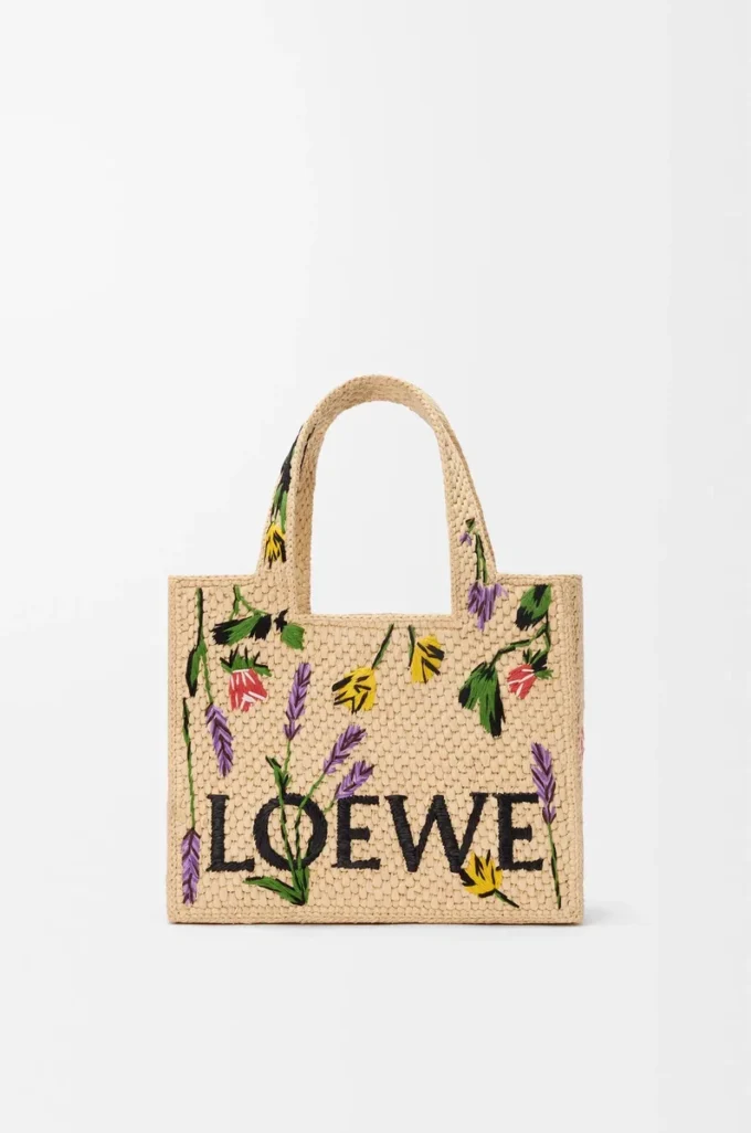 Small LOEWE Font tote in raffia Natural Small LOEWE Font tote in raffia Natural