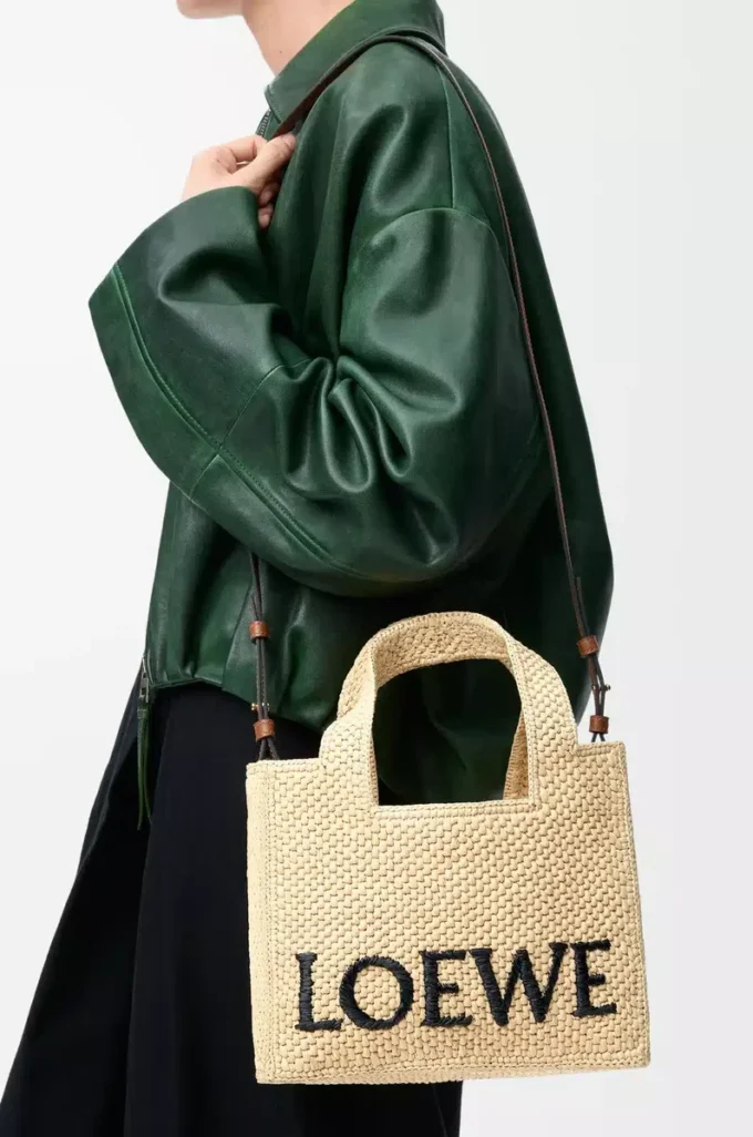 Small LOEWE Font tote in raffia Natural Small LOEWE Font tote in raffia Natural