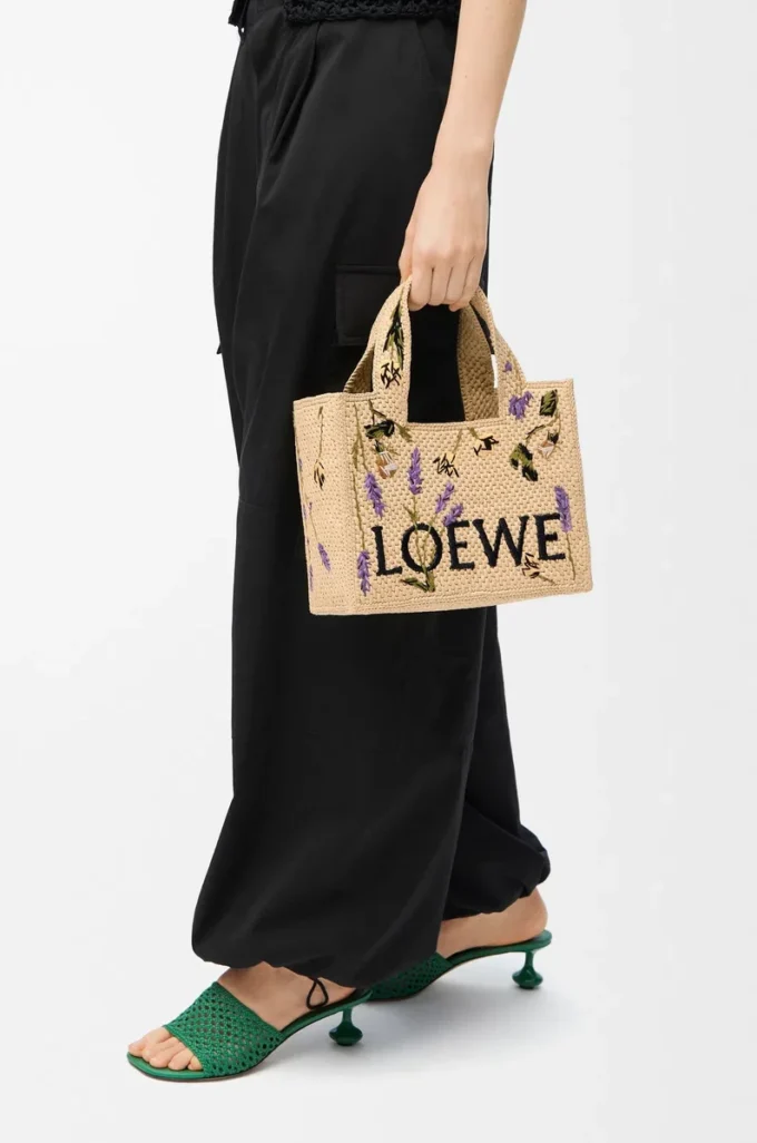 Small LOEWE Font tote in raffia Natural Small LOEWE Font tote in raffia Natural