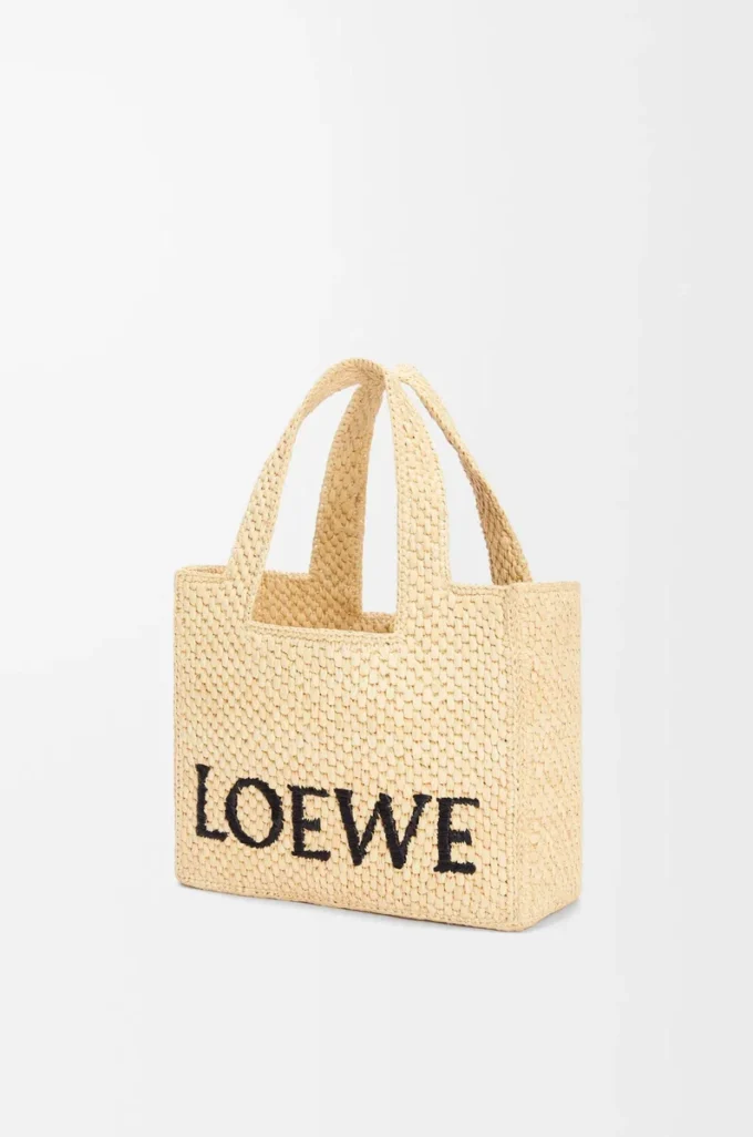 Small LOEWE Font tote in raffia Natural Small LOEWE Font tote in raffia Natural