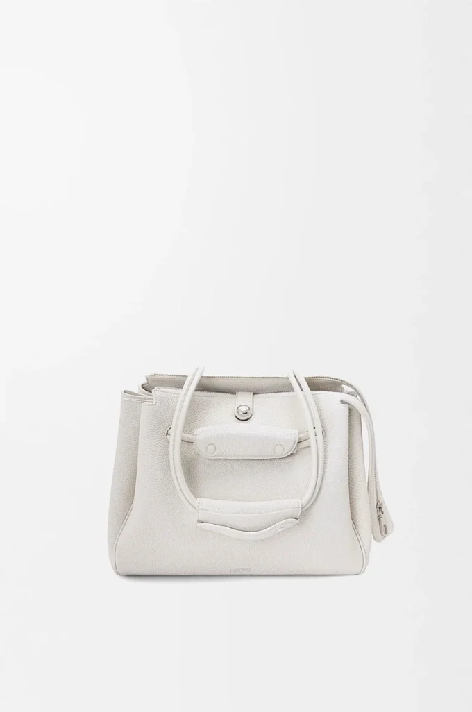 Small Madrid bag in supple grained calfskin Soft White