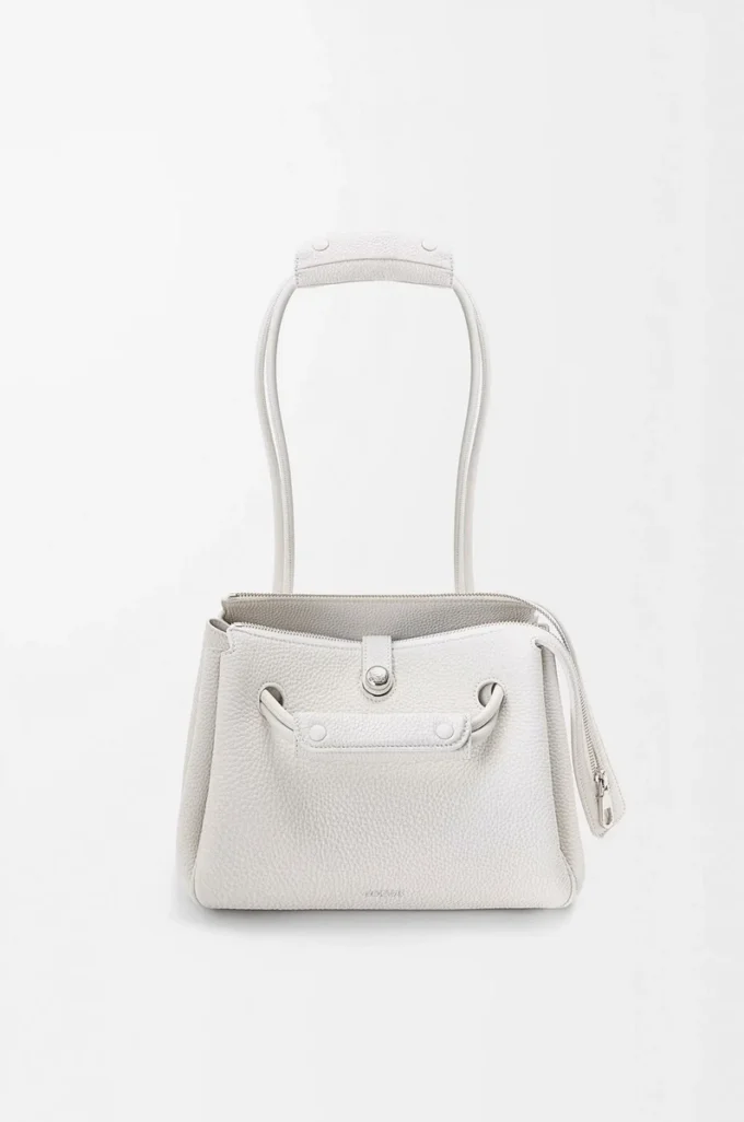 Small Madrid bag in supple grained calfskin Soft White