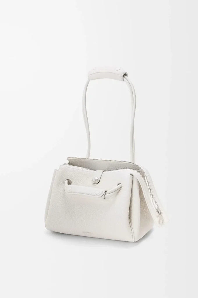 Small Madrid bag in supple grained calfskin Soft White