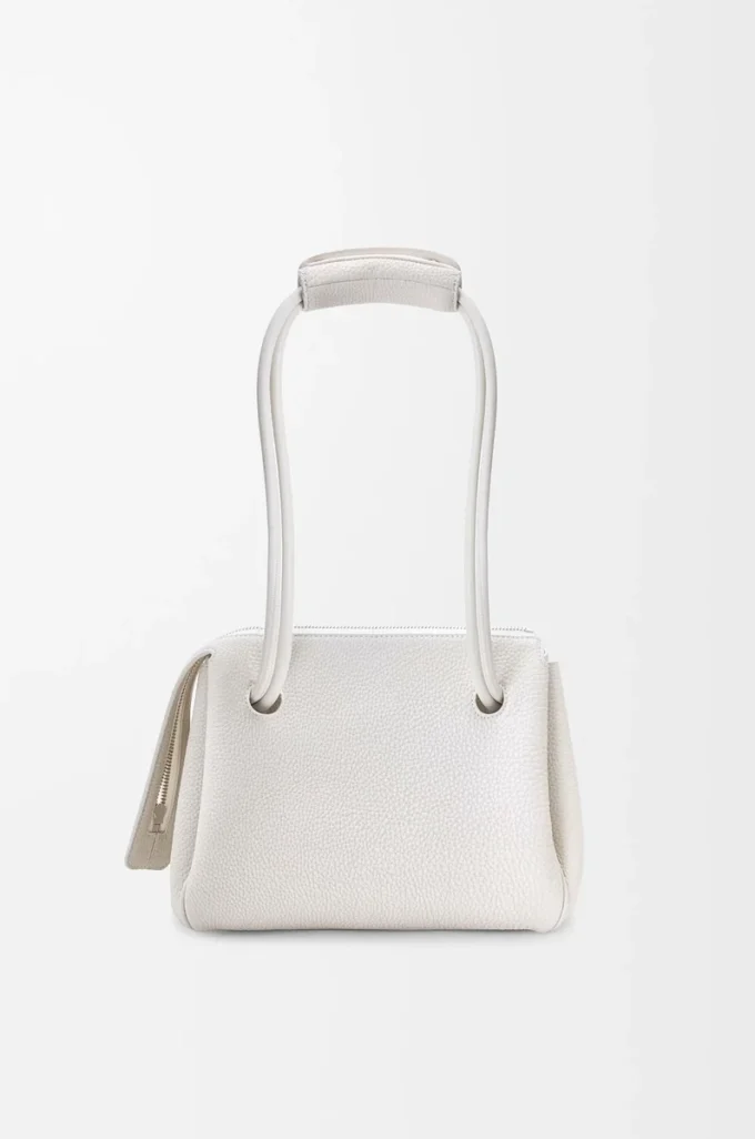 Small Madrid bag in supple grained calfskin Soft White